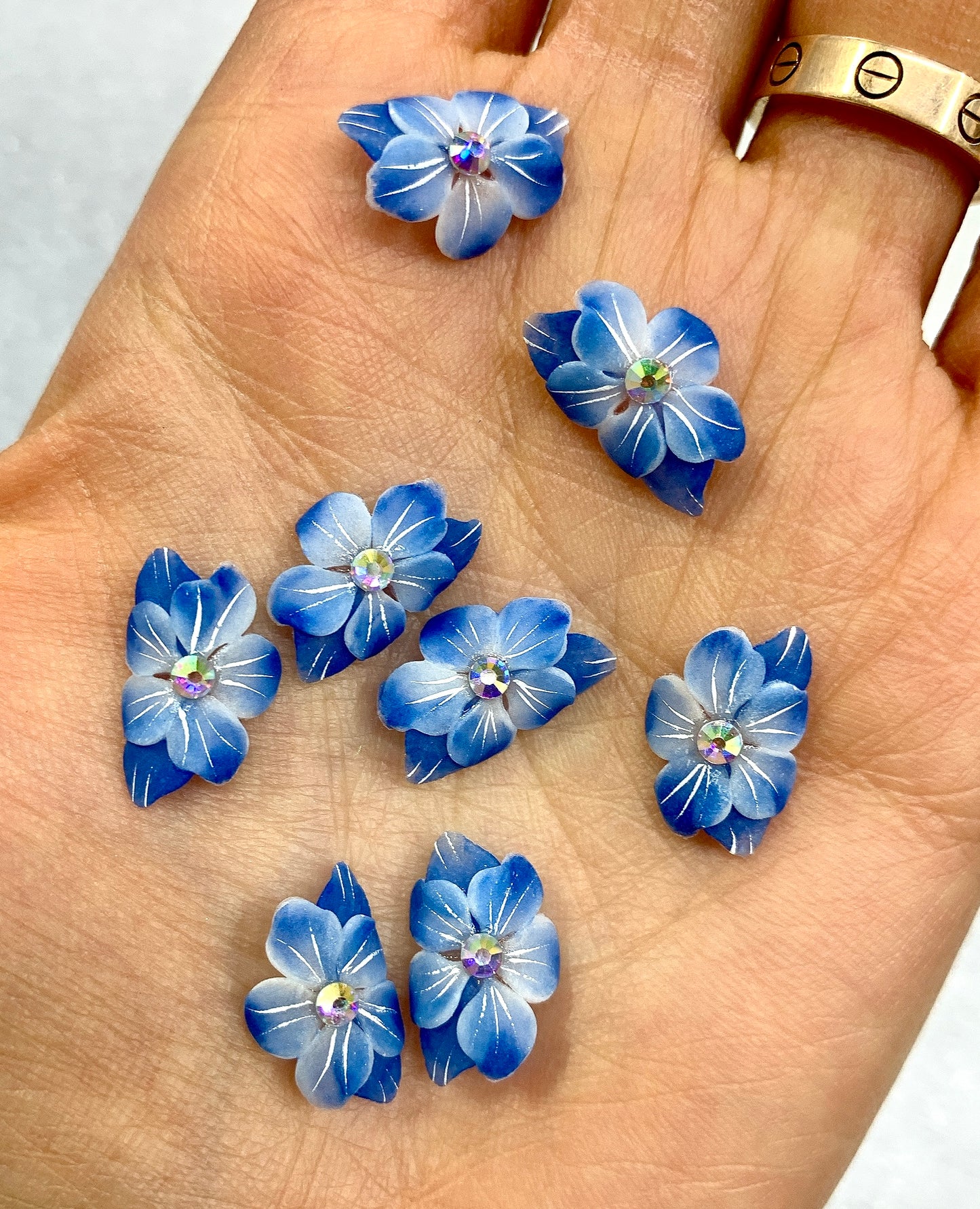NEW 3D Acrylic BLUE Flowers
