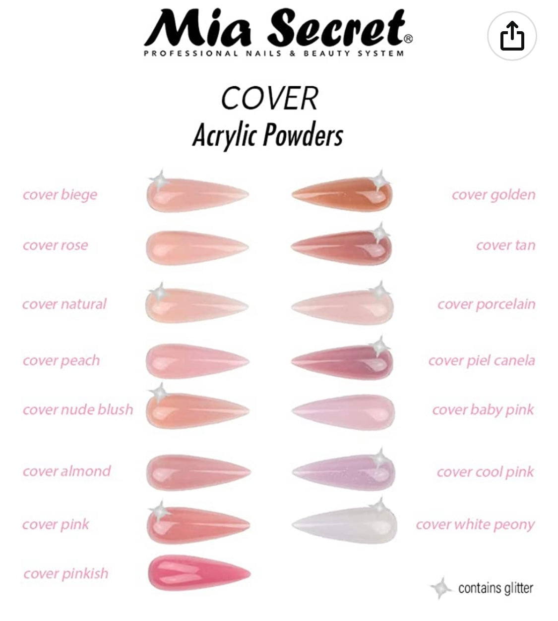 Mia Secret Cover Tan Acrylic Powder 2oz