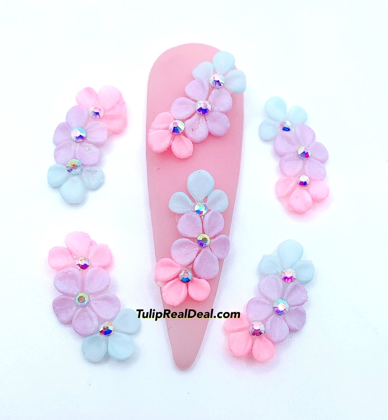 HANDMADE 3D Pastel Acrylic Flowers 4pcs