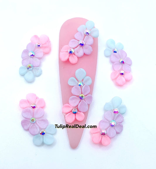 HANDMADE 3D Pastel Acrylic Flowers 4pcs