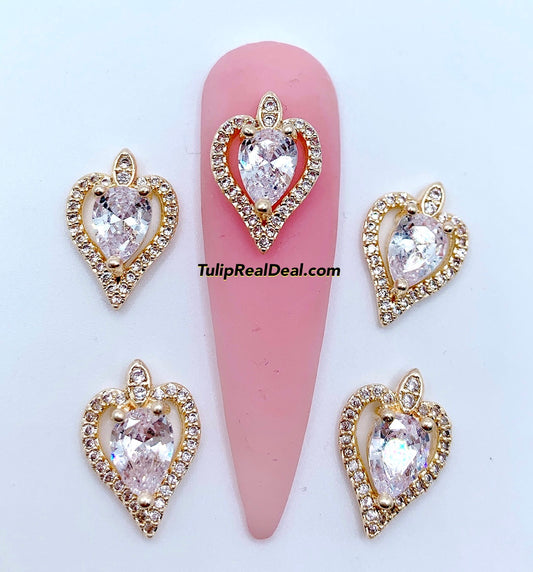 Zircon Heart charms 4pcs