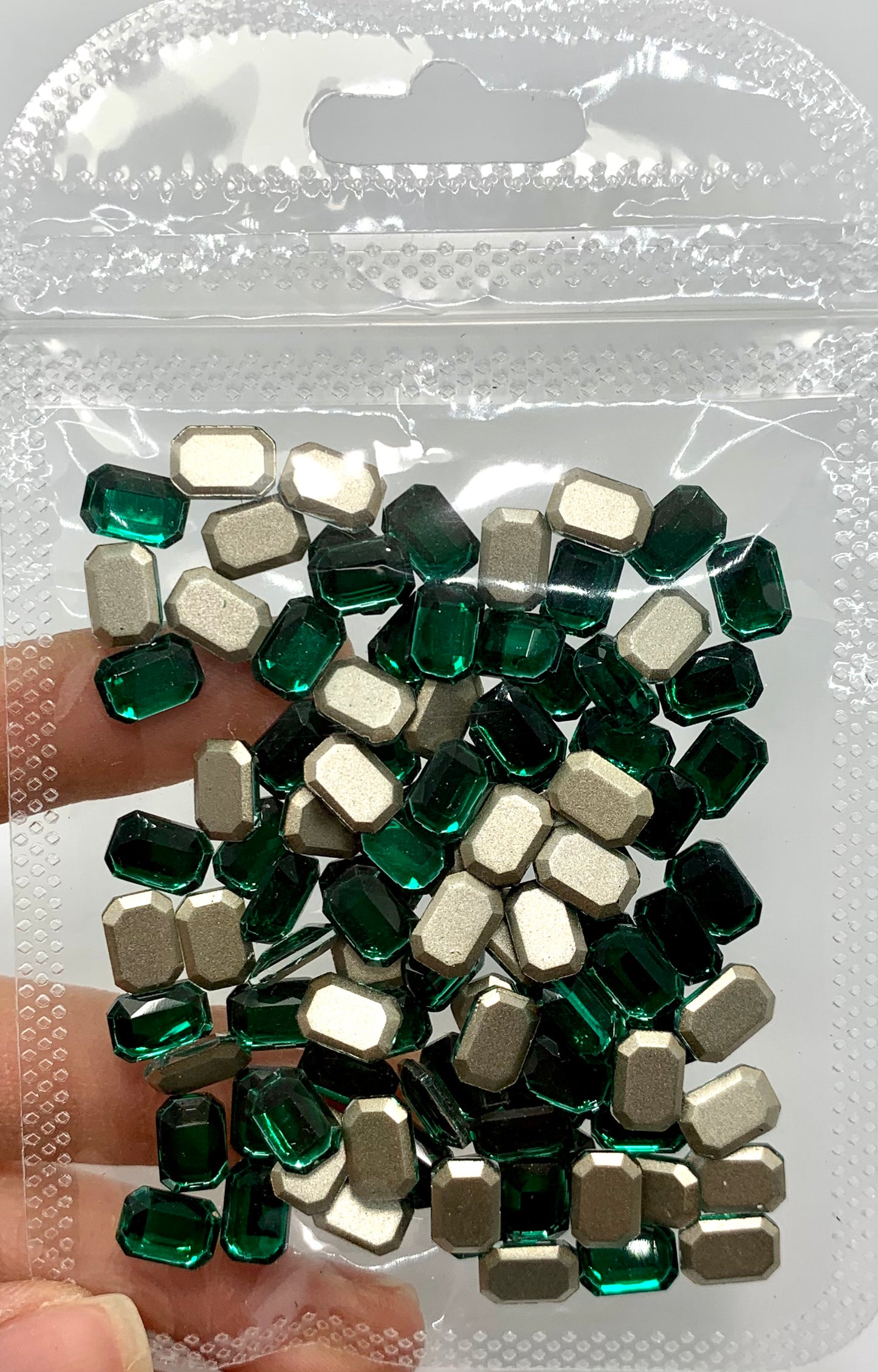 Emerald Rhinestone Rectangle Large