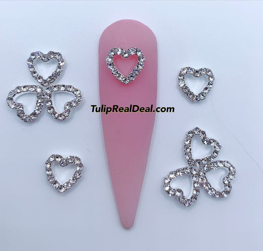 10pcs Bling Heart Charms