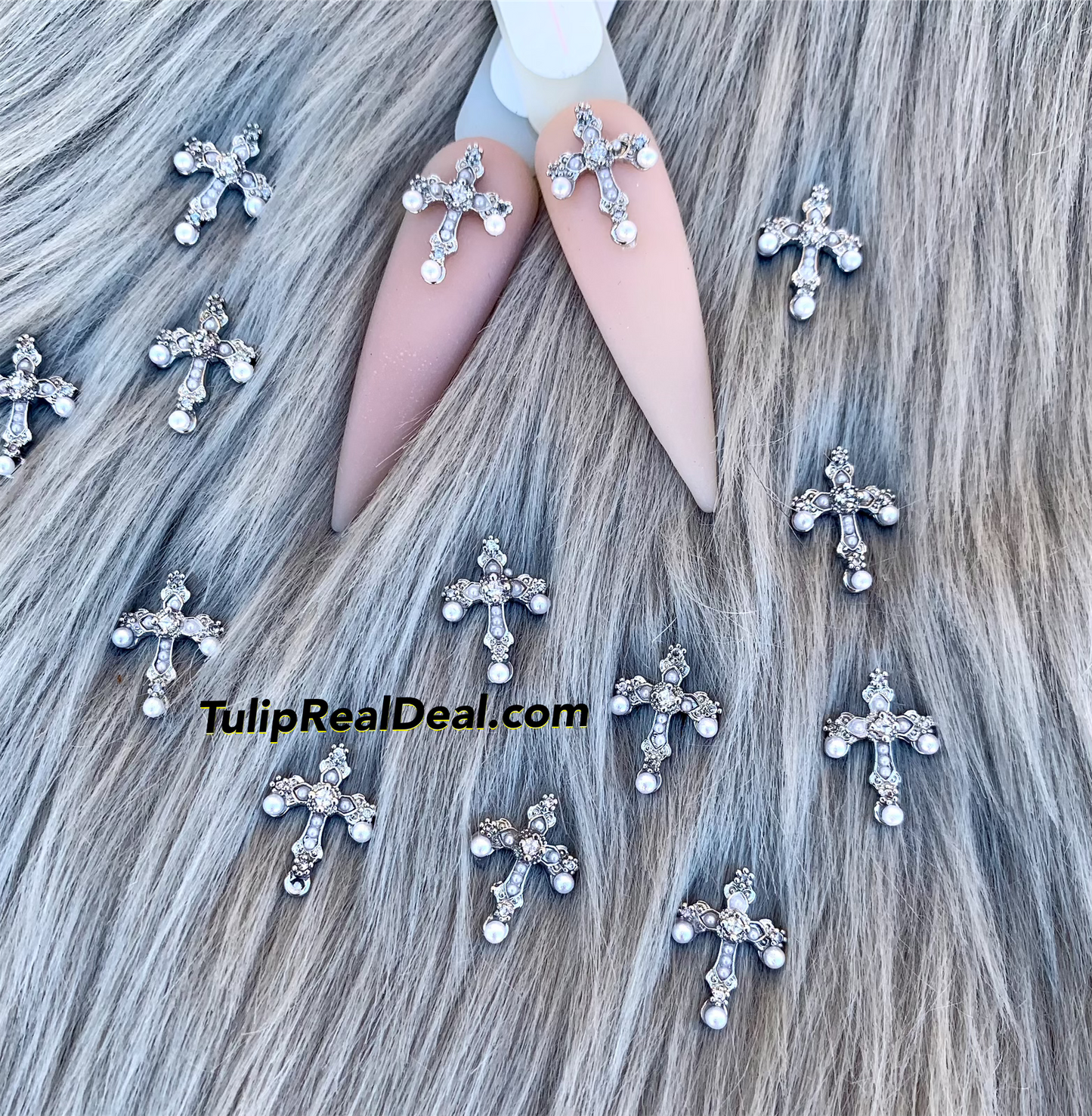 10pcs cross pearl charms