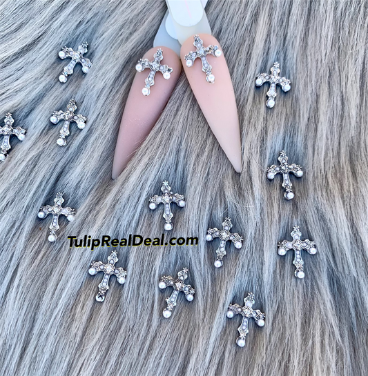10pcs cross pearl charms