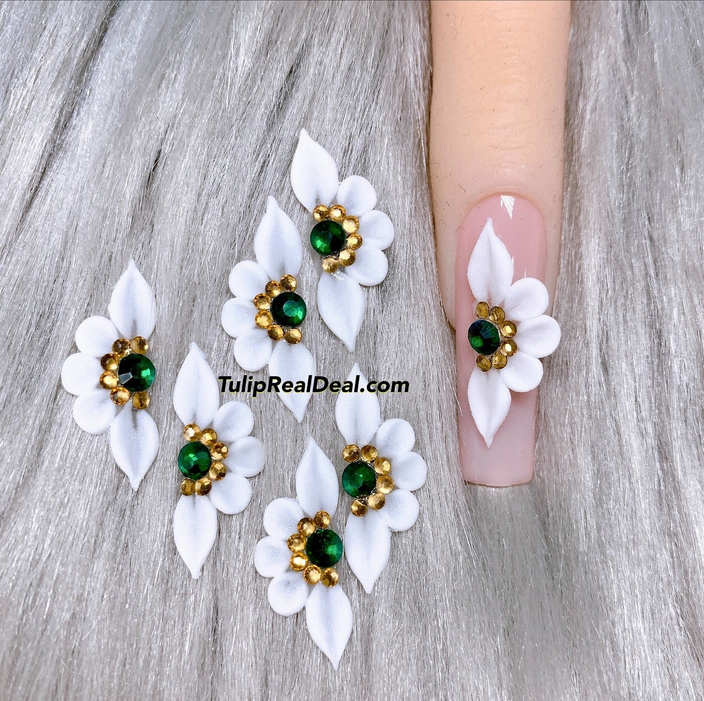 HANDMADE 3D Emerald Gold Acrylic Flowers Christmas