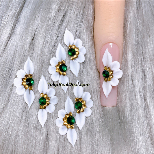 HANDMADE 3D Emerald Gold Acrylic Flowers Christmas