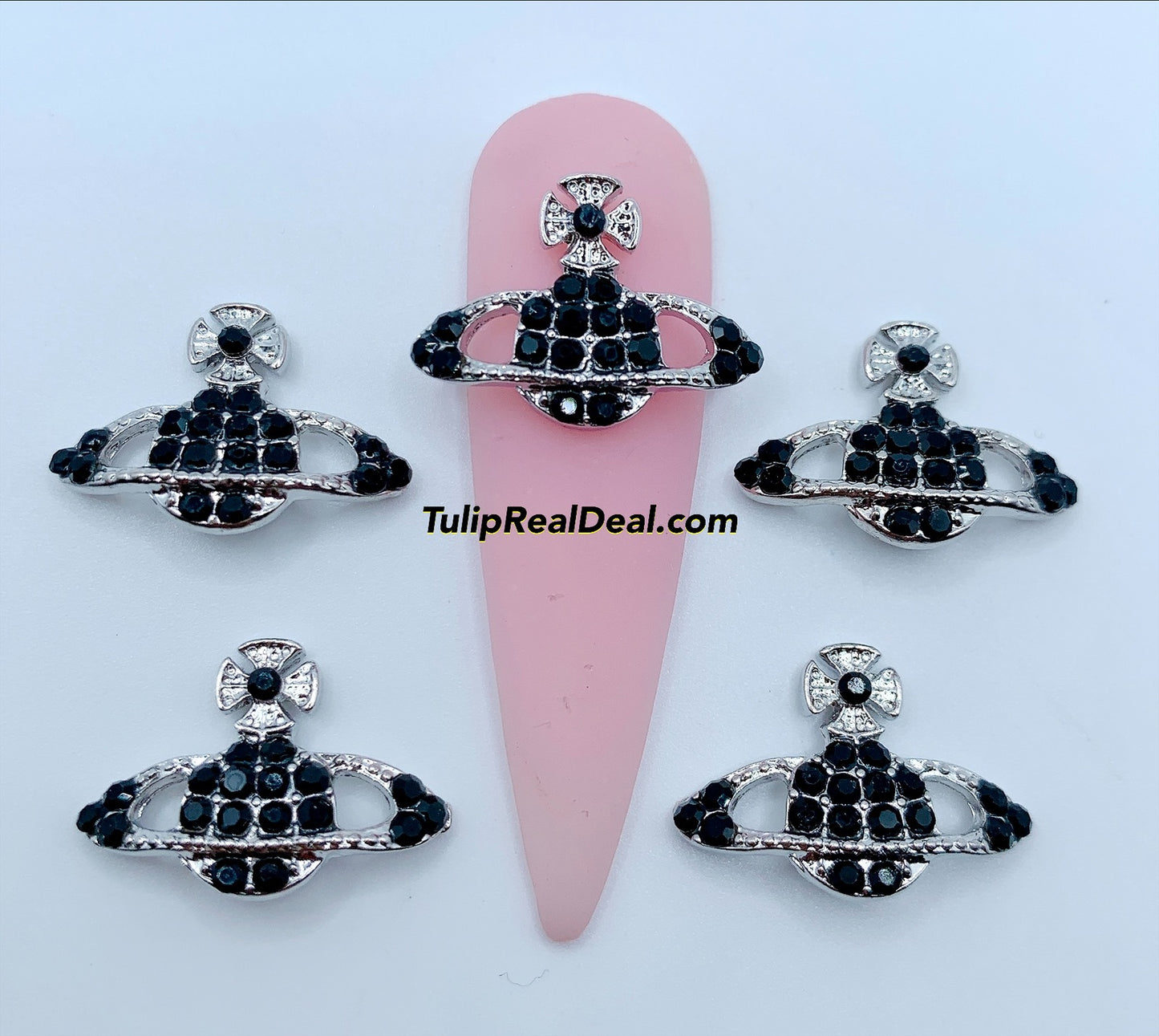 Bling BLACK Planet cross charms