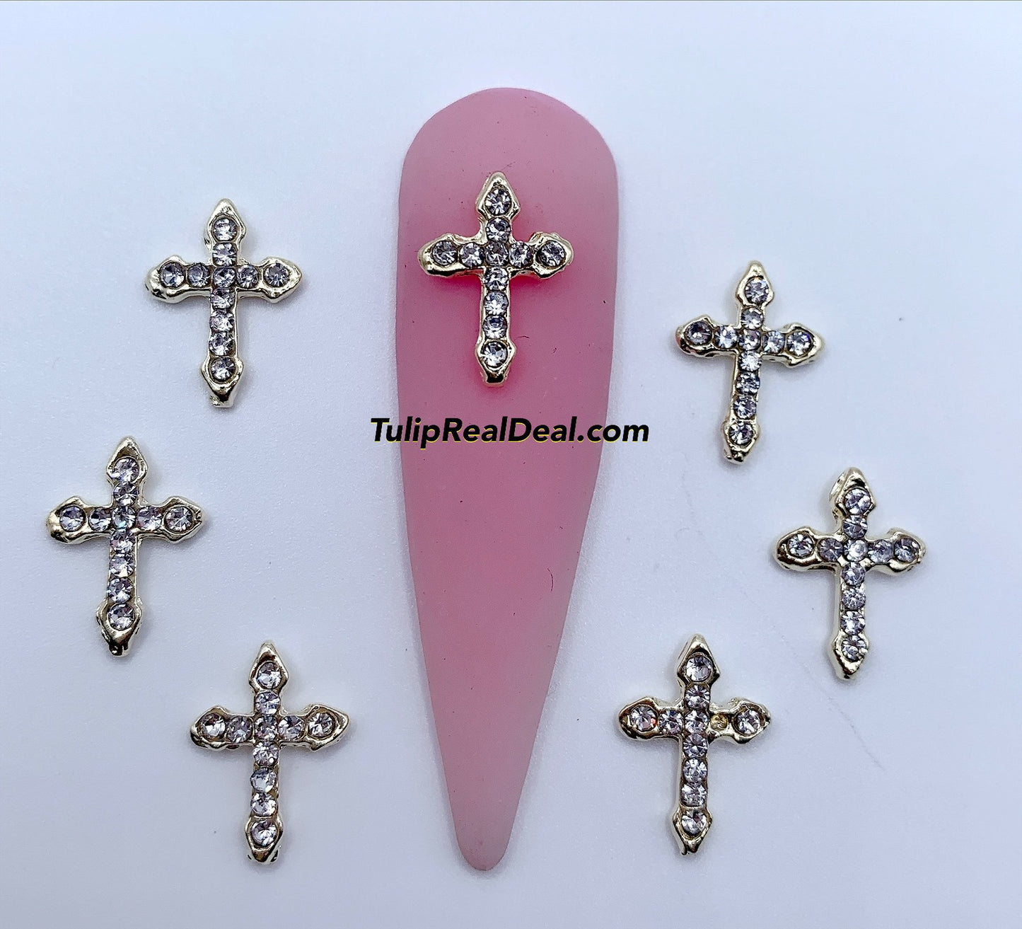 3D Bling GOLD Cross nail charms 10pcs