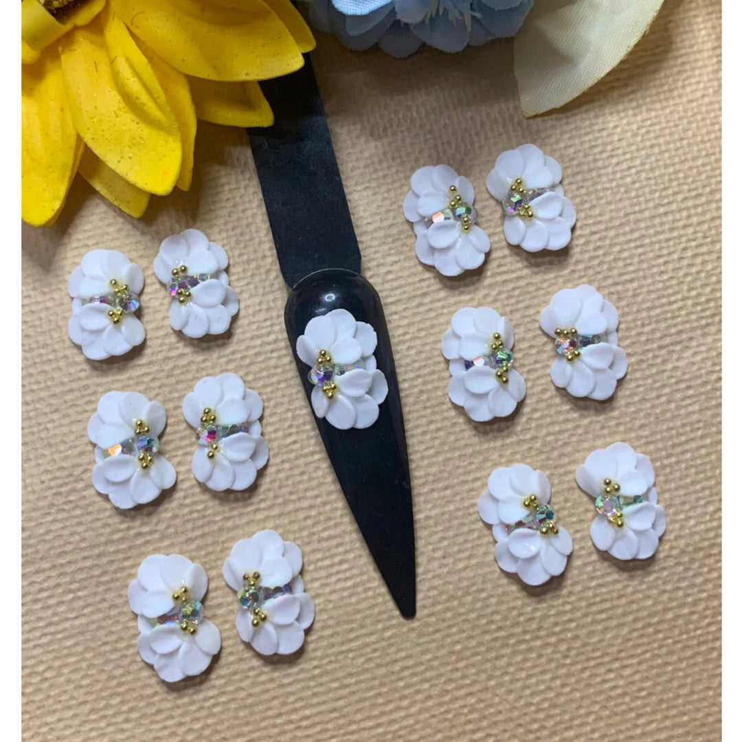 NEW 3D Acrylic White Flowers