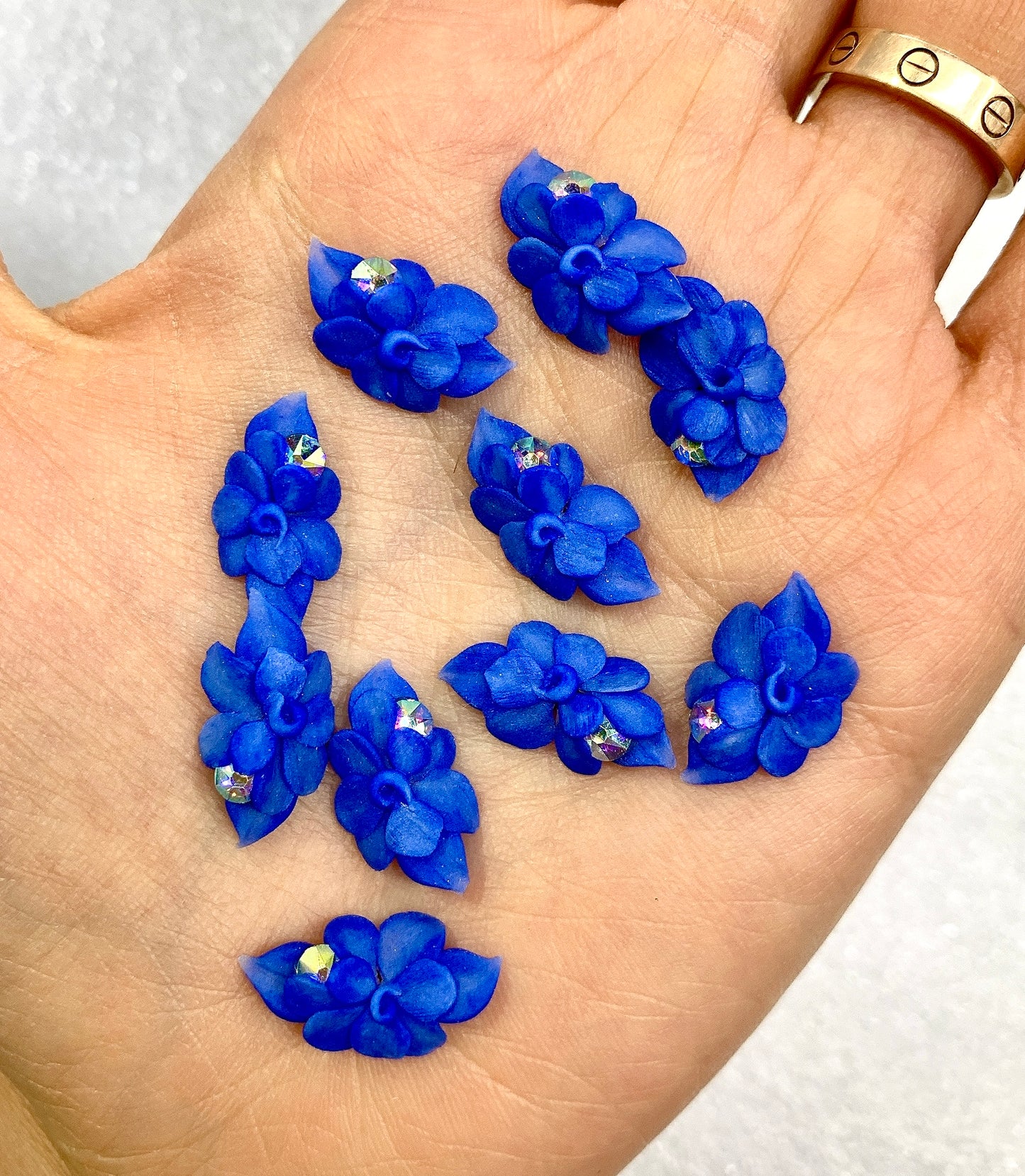NEW 3D Acrylic BLUE Flowers