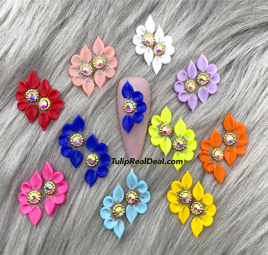 Handmade 3D Acrylic Flowers Ring Spring colors