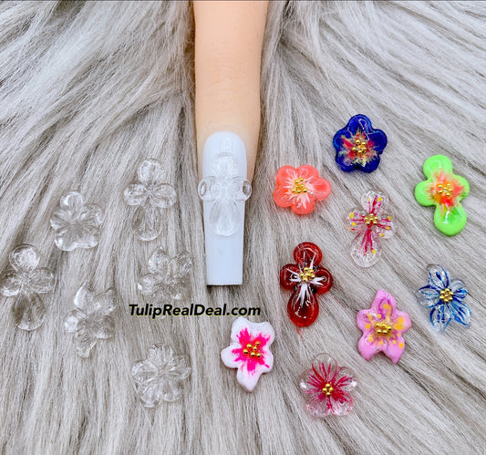 PLAIN Premade 3D Sculpted gel Flowers nail charms