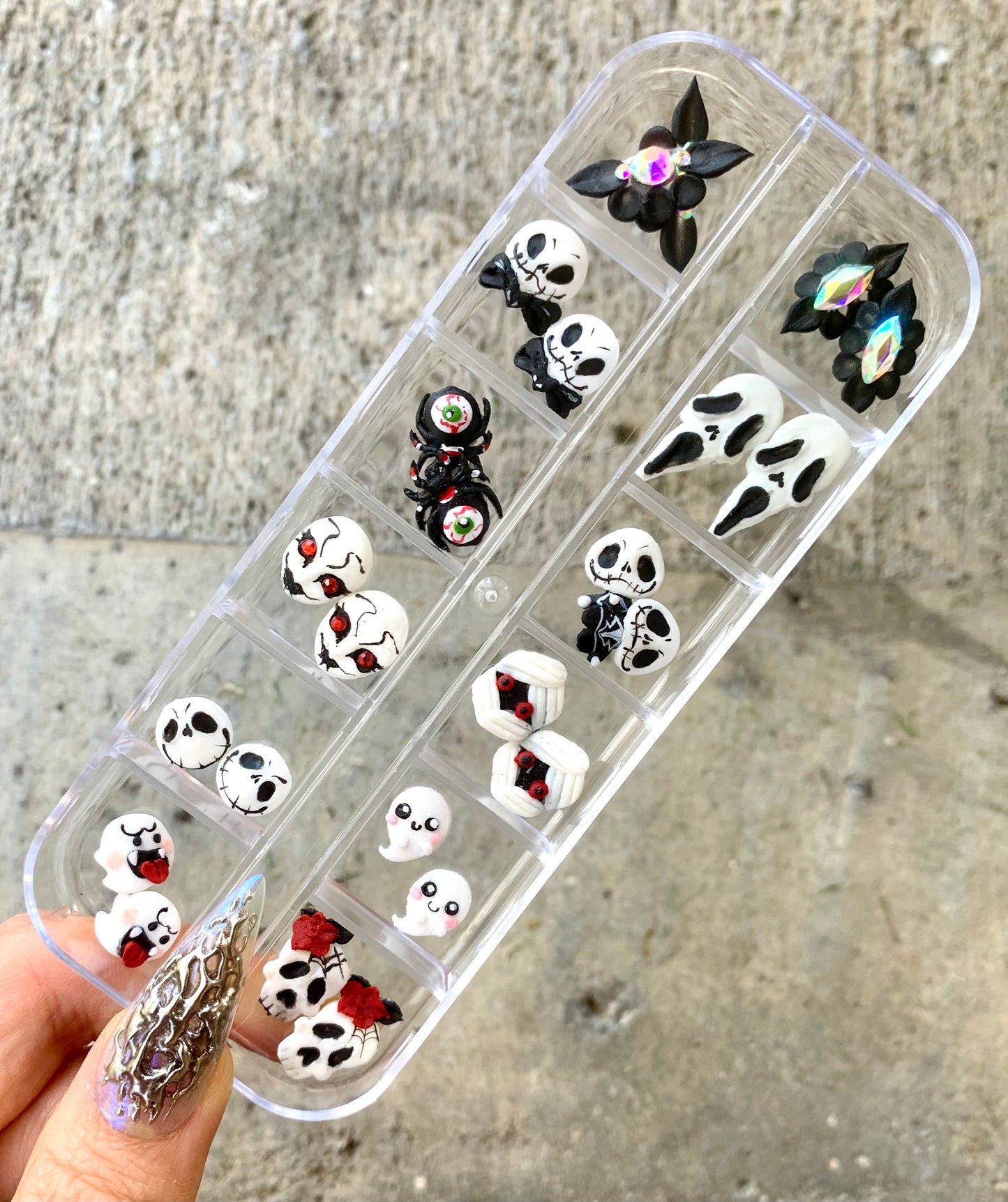 Handmade 3D Acrylic Halloween/ Flowers Set 24pcs nail charms