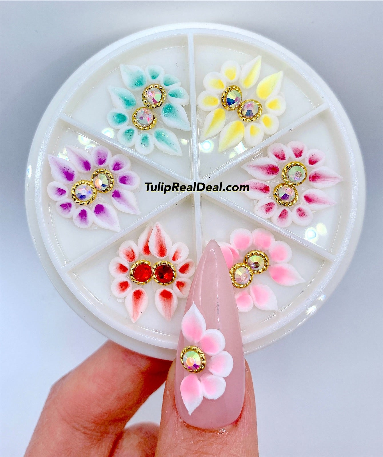 Handmade 3D Acrylic Flowers Ring Ombre Spring colors