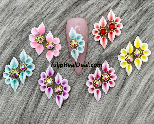 Handmade 3D Acrylic Flowers Ring Ombre Spring colors