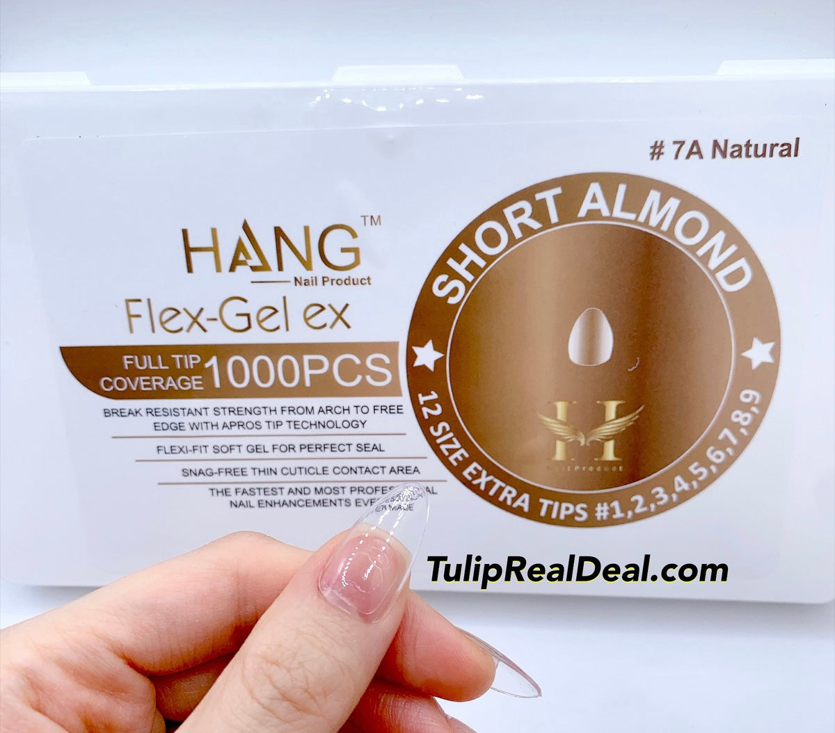 HANG SHORT ALMOND Flex Gel X Full Cover BOX OF TIPS 1000pcs