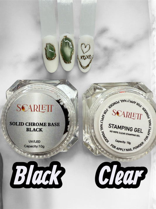 3D Effect Chrome Thick Gel 3D Non Wipe 3D nail art in Black and Clear