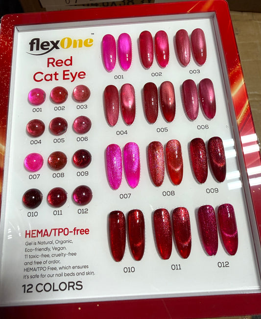 FlexOne RED Cat Eye Gel Polish collection 12 colors
