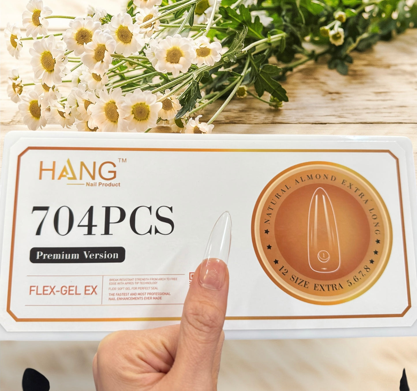 HANG Extra LONG ALMOND Flex Gel X Full Cover BOX OF TIPS 704pcs