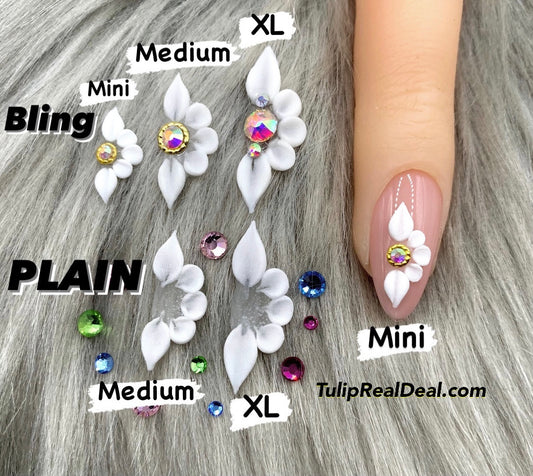 HANDMADE 3D WHITE Acrylic Flowers nail charms