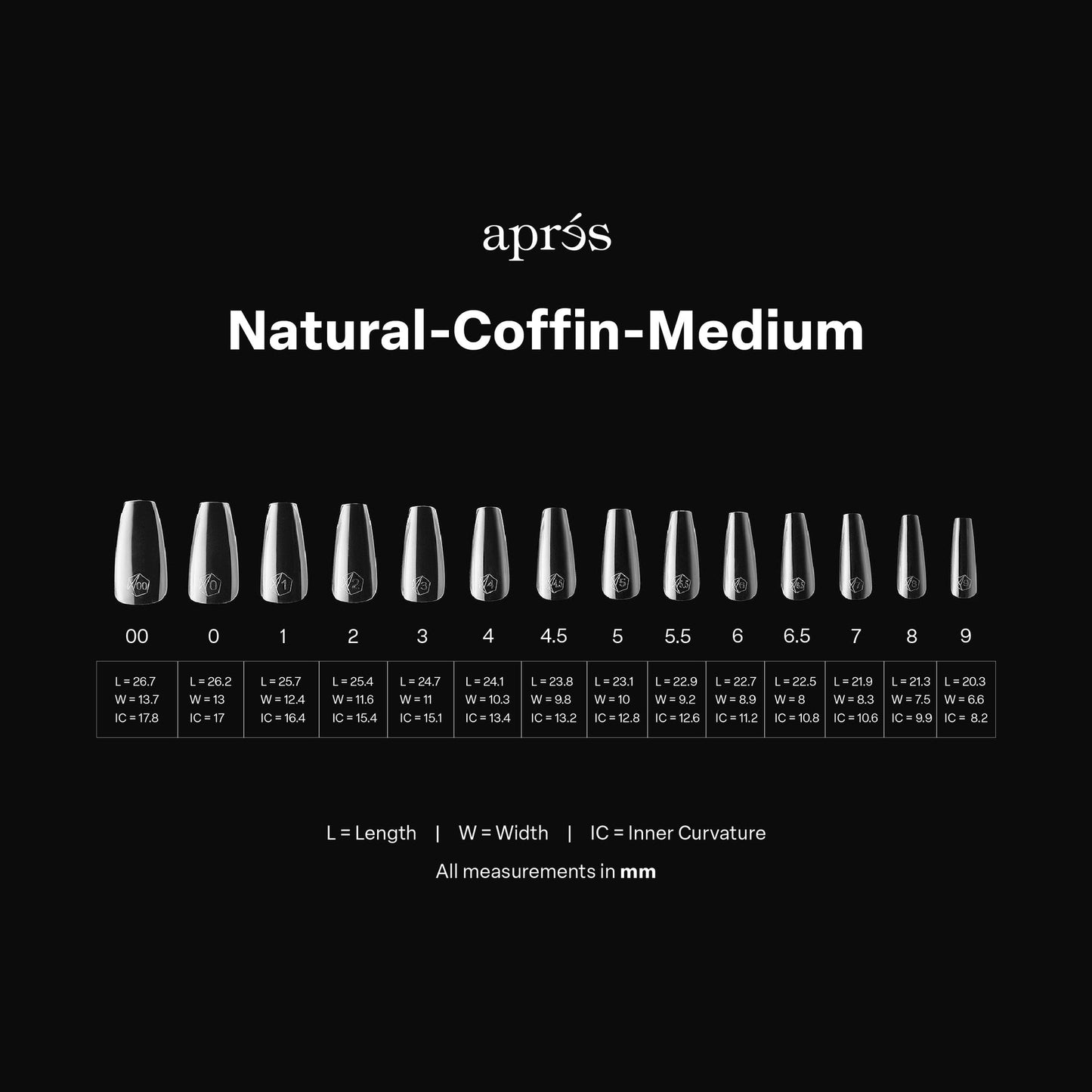 GEL-X NATURAL COFFIN MEDIUM BOX OF TIPS - PRO (600PCS)
