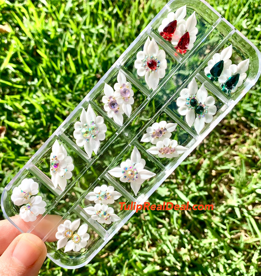 Handmade 3D WHITE Acrylic Flowers Set 24pcs