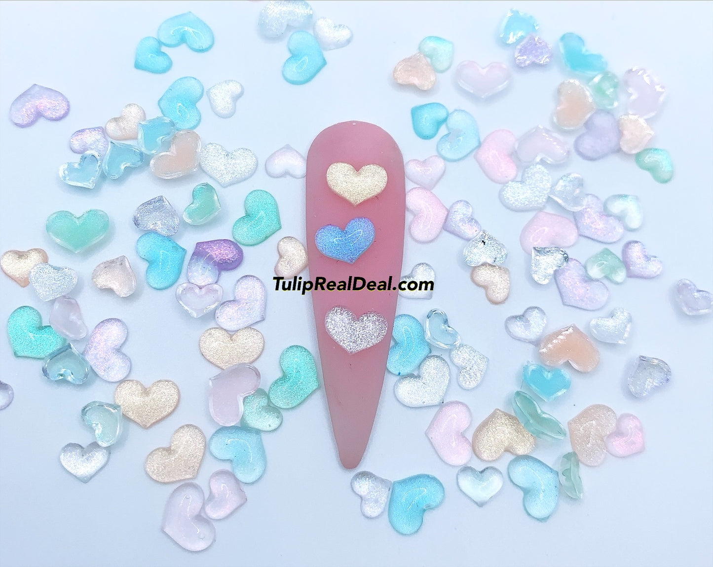 3D Heart Clear Resin nail charms