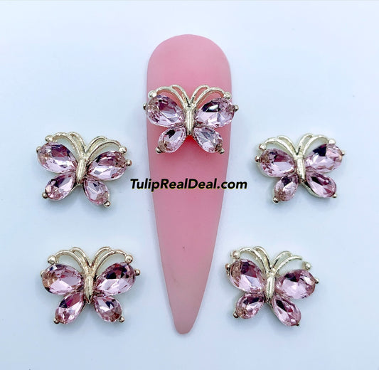 Pink Butterfly 3D charms 5pcs