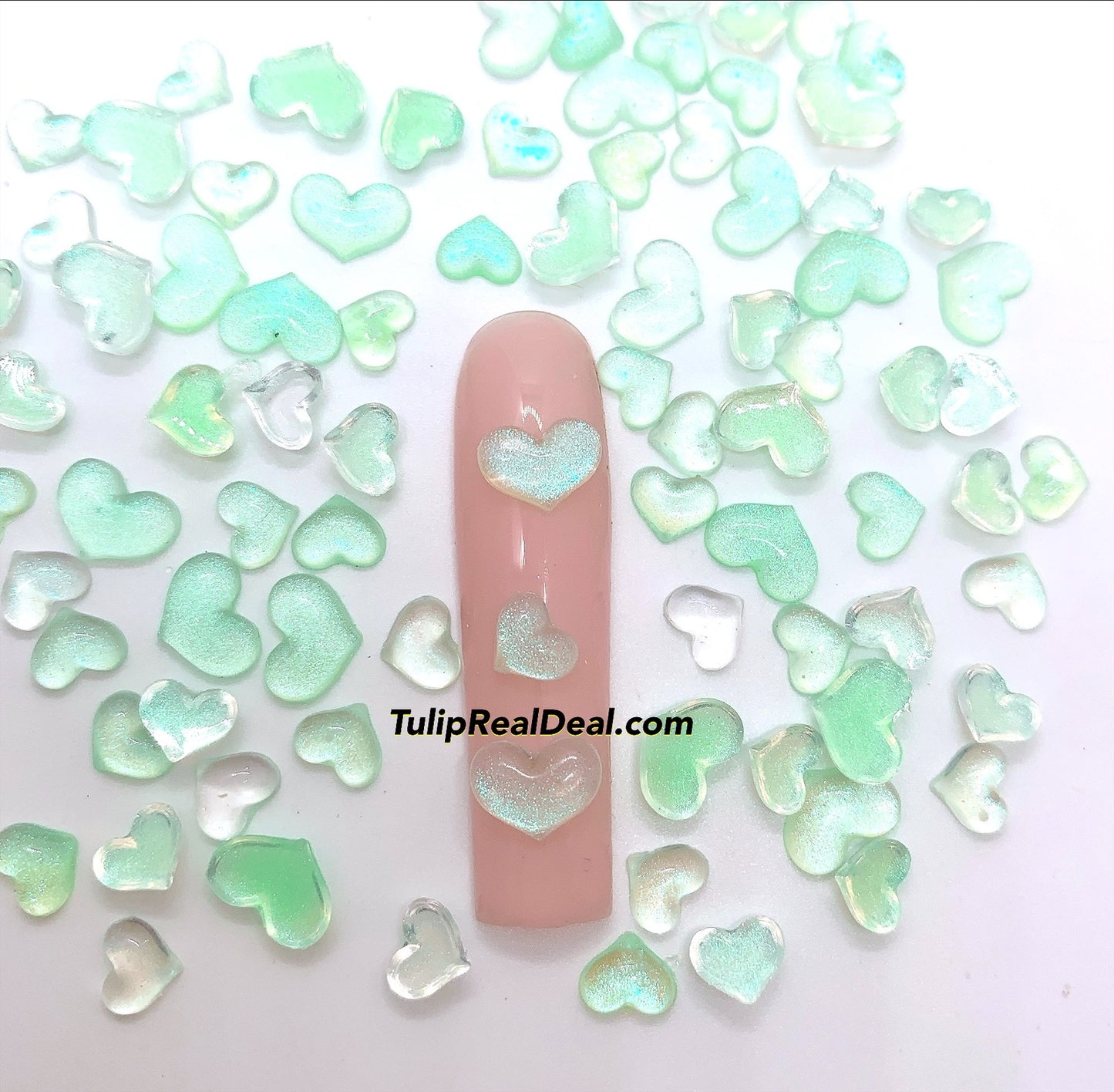 3D Heart Clear Resin nail charms