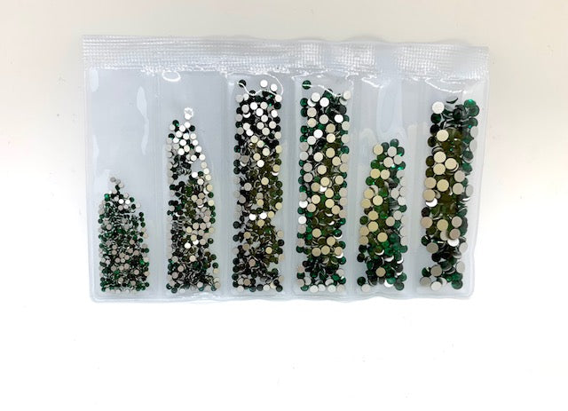 Mixed Crystal Flatback Assorted Pack - Emerald Green