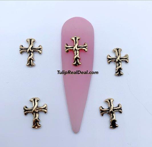 15pcs Gold cross charms