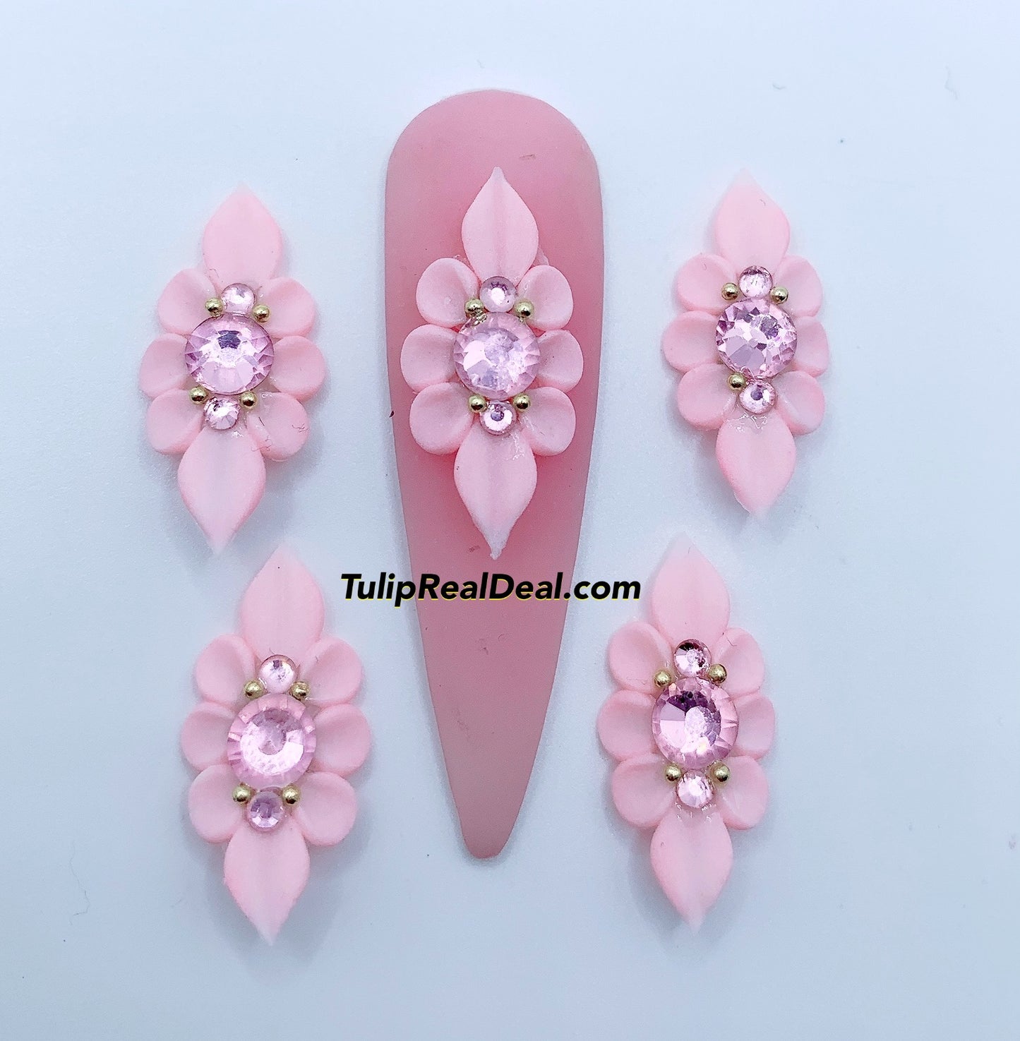 HANDMADE 3D Baby Pink Acrylic Flowers Full XL