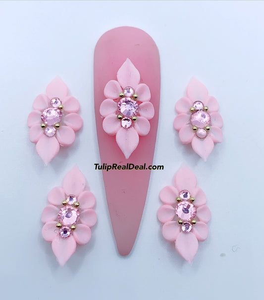 HANDMADE 3D Baby Pink Acrylic Flowers