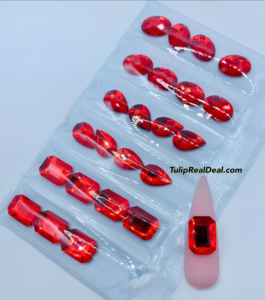 RED Jumbo Rhinestones Flatback 24pcs