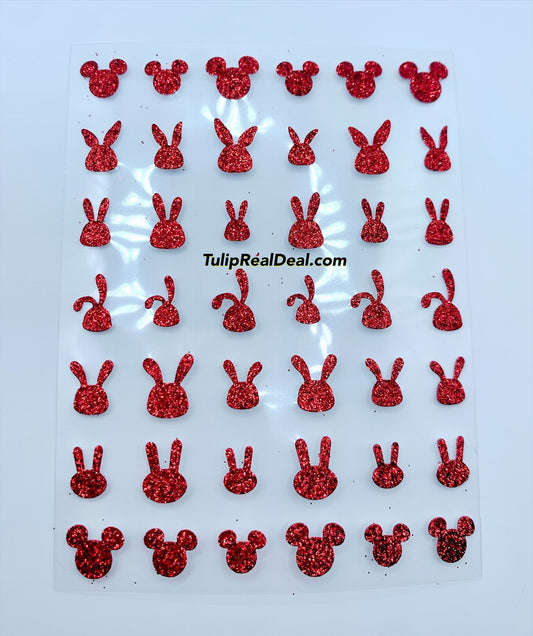 Sticker RED glitter Bunny/ Mouse Head