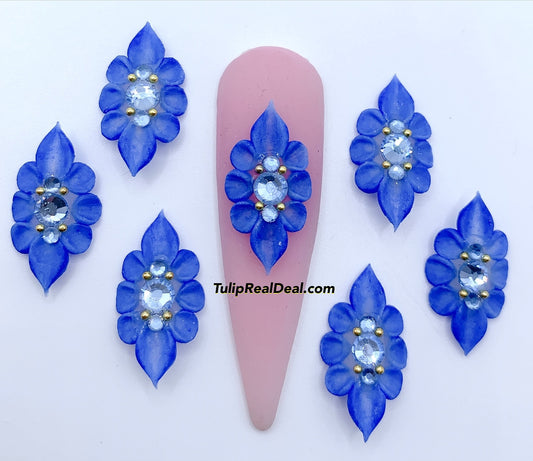 HANDMADE 3D Blue Acrylic Flowers