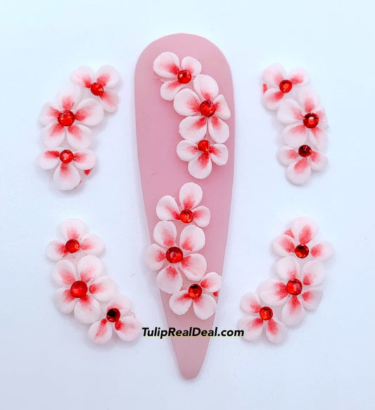 HANDMADE 3D Red Ombre Acrylic Flowers 4pcs