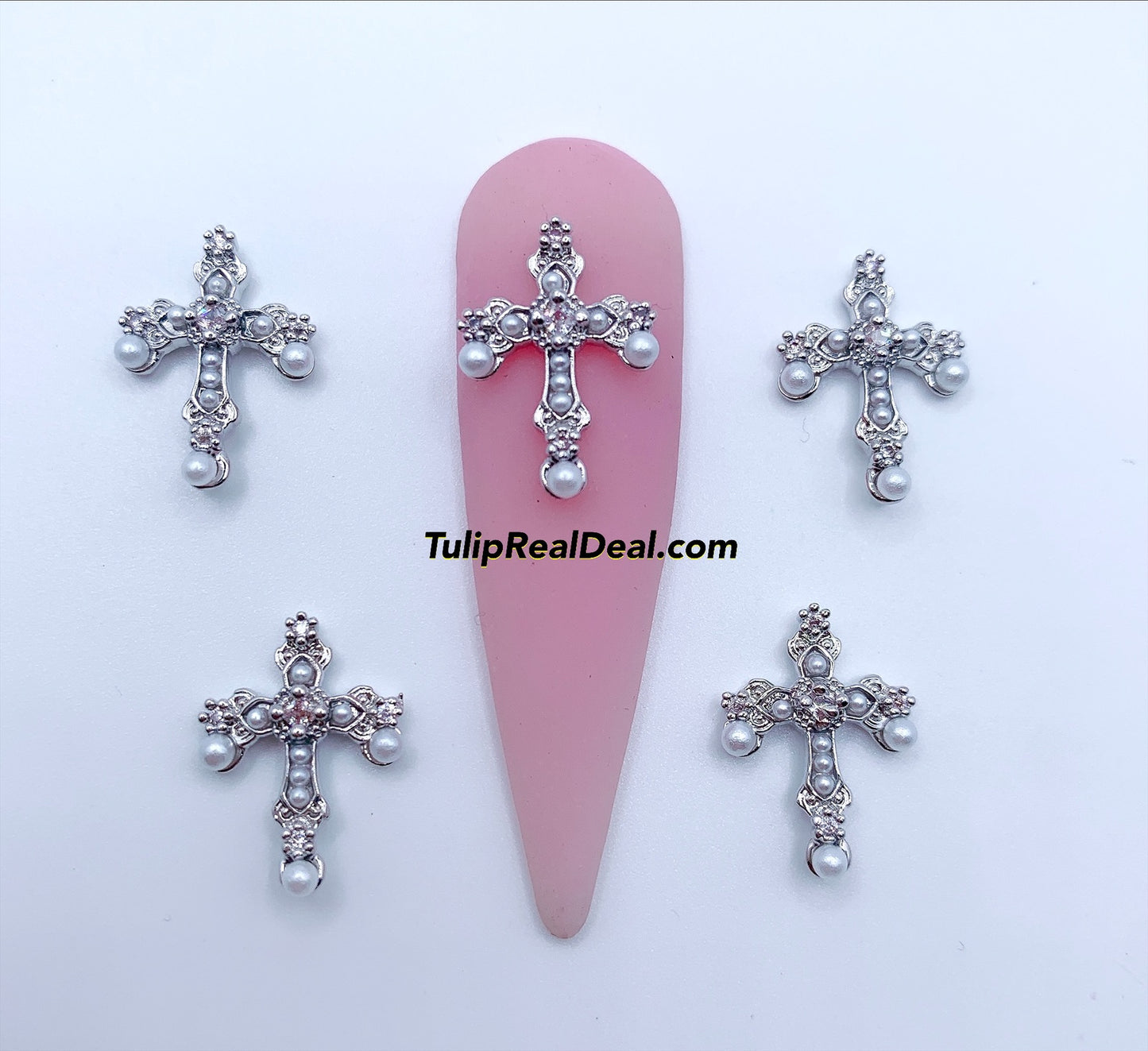 Silver Cross pearl charms