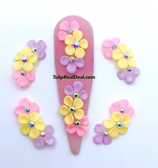 HANDMADE 3D Pastel Acrylic Flowers 4pcs