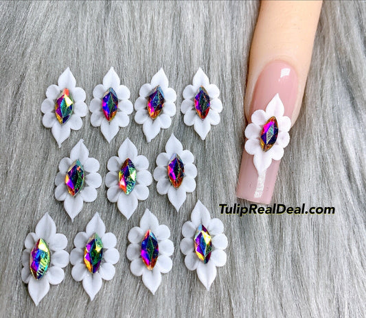 HANDMADE 3D WHITE Acrylic Flowers