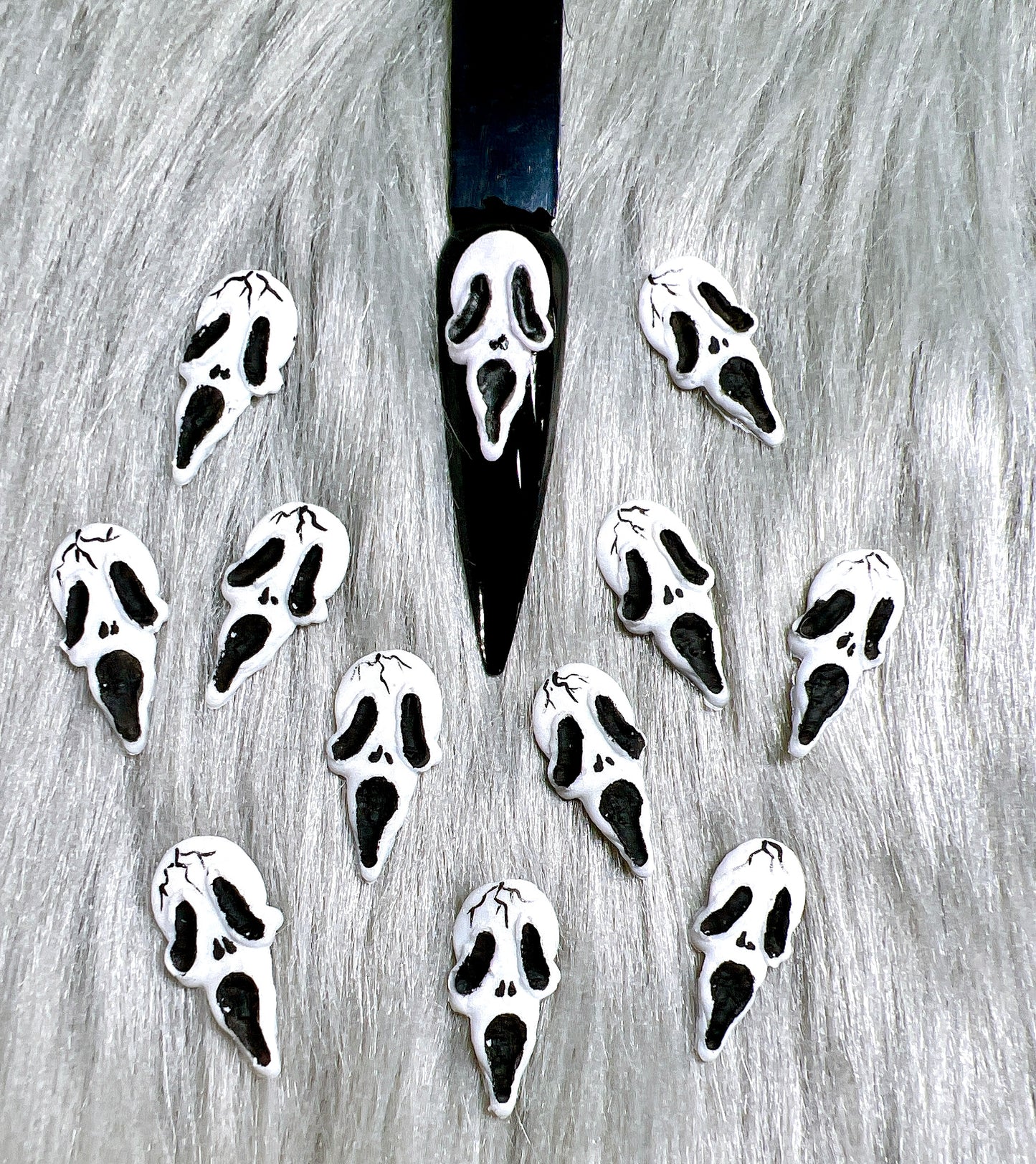 3D Handmade Acrylic Halloween Scream Face nail Charms
