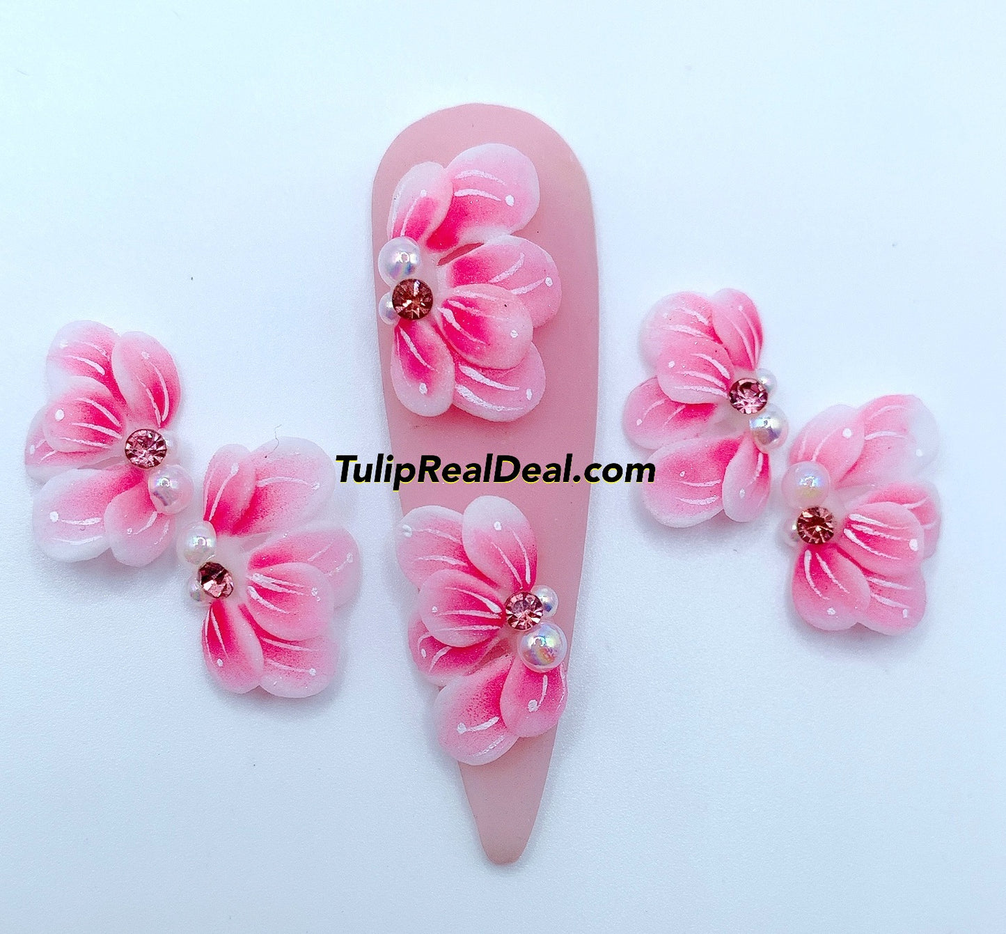 HANDMADE 3D Acrylic Pink Flowers 4pcs