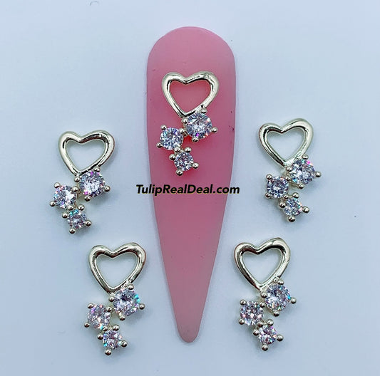 Zircon Bling Heart charms 5pcs