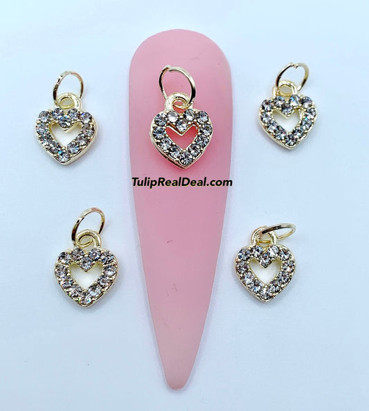 5pcs Bling Heart Piercing Charms