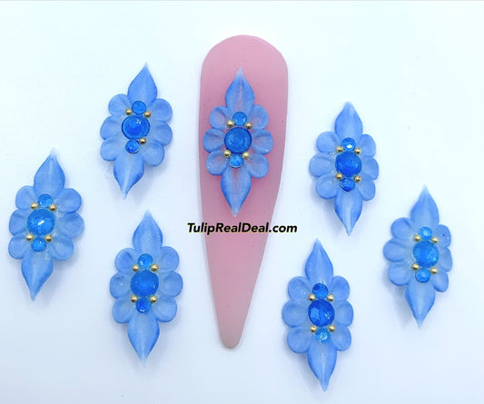 HANDMADE 3D Blue Acrylic Flowers