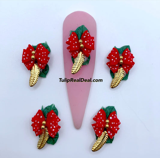 HANDMADE 3D Acrylic Christmas Bows 4pcs