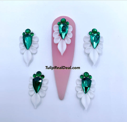 HANDMADE 3D Emerald Bling Acrylic Flowers Christmas