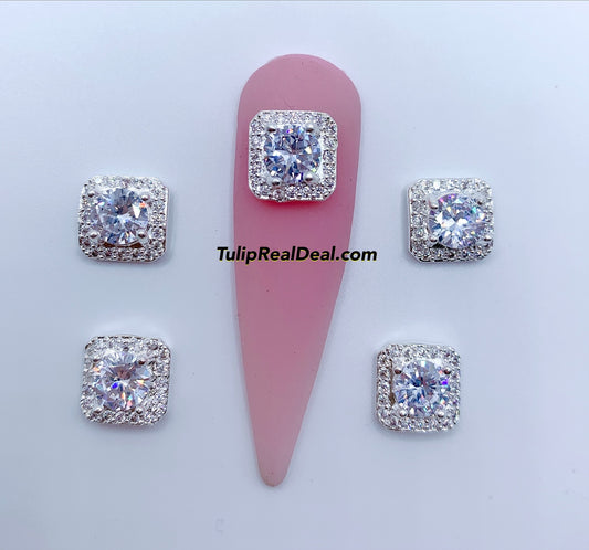 Zircon Bling Diamond Square charms 4pcs