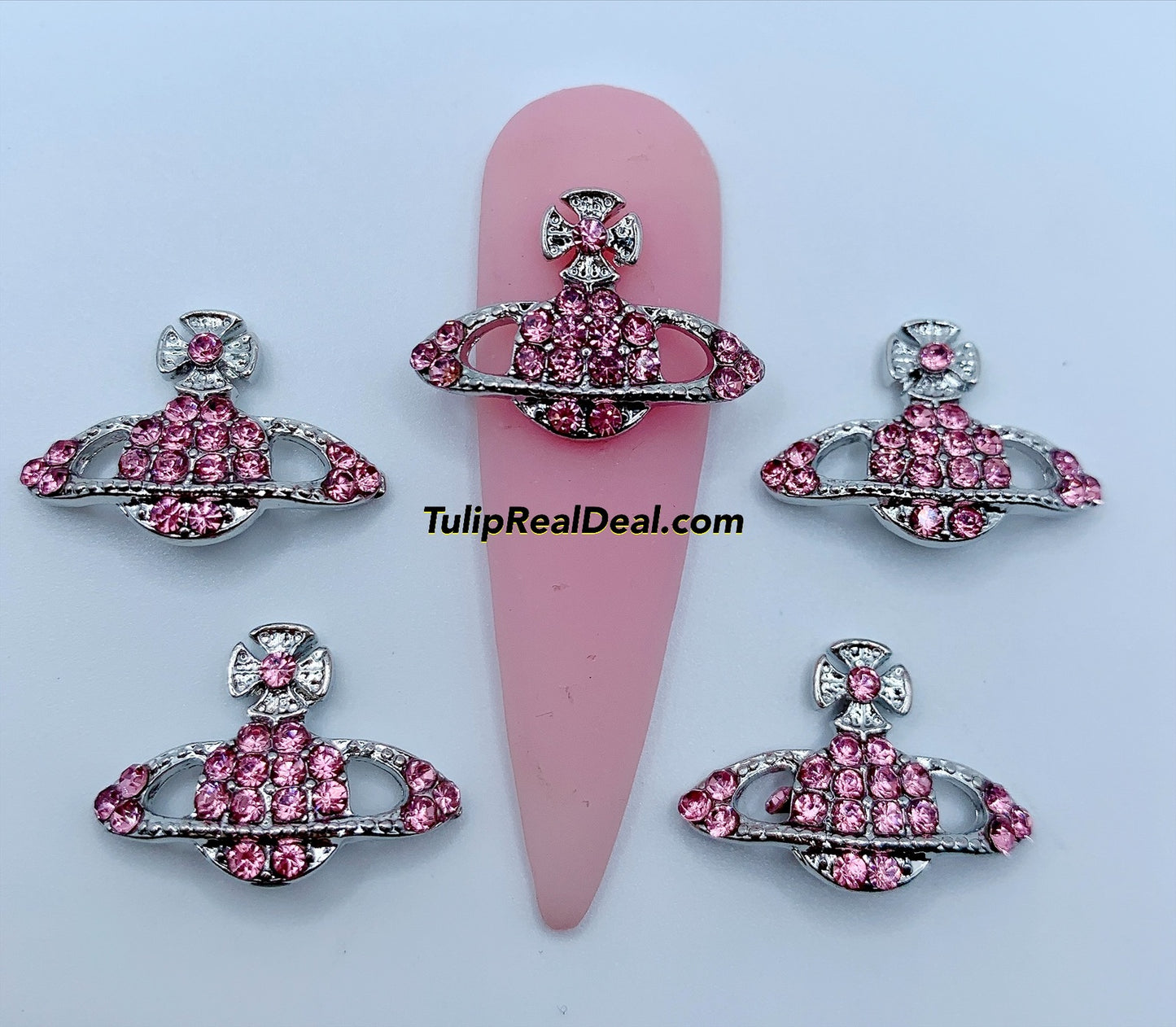 Bling PINK Planet cross charms